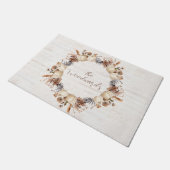 Gepersonaliseerde Herfst Pompoen Pine Kegels Krans Deurmat (Schuin)