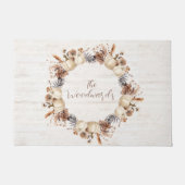 Gepersonaliseerde Herfst Pompoen Pine Kegels Krans Deurmat (Voorkant)
