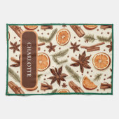 Gepersonaliseerde Herfst Spice Naam Keuken Handdoe Theedoek (Horizontaal)