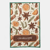 Gepersonaliseerde Herfst Spice Naam Keuken Handdoe Theedoek (Verticaal)