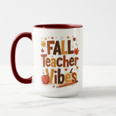 Gepersonaliseerde Herfst Teacher Vibes Mok (Links)