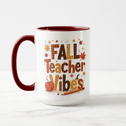 Gepersonaliseerde Herfst Teacher Vibes Mok (Links)