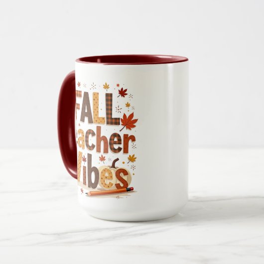 Gepersonaliseerde Herfst Teacher Vibes Mok (Voorkant links)