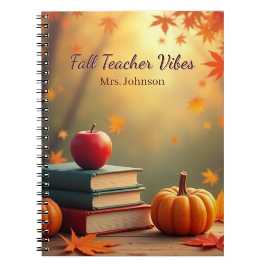 Gepersonaliseerde Herfst Teacher Vibes Notitieboek (Voorkant)