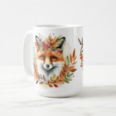 Gepersonaliseerde Herfst thema Schattige Fox Flowe Koffiemok (Voorkant links)