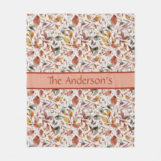 Gepersonaliseerde Herfst Verkleurde bladeren Groen Fleece Deken (Voorkant)