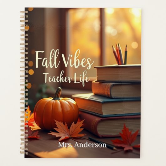 Gepersonaliseerde Herfst vibes leraarleven Planner (Voorkant)