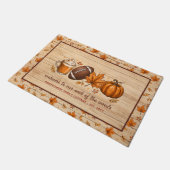 Gepersonaliseerde herfst voetbal pompoen herfst deurmat (Schuin)