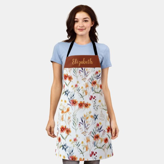 Gepersonaliseerde Herfst Waterverf tuin all-over p Schort (Gedragen)