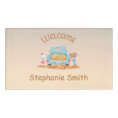 Gepersonaliseerde herfst welkom Beren pompoenen bl Naambadge (Voorkant)