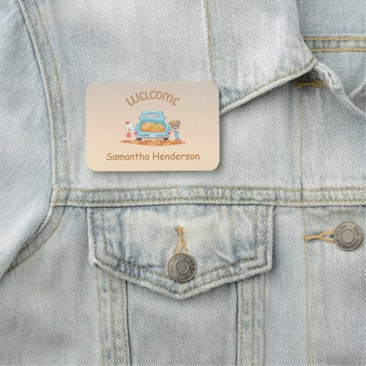 Gepersonaliseerde herfst welkom Beren pompoenen bl Naamplaatje (In situ)