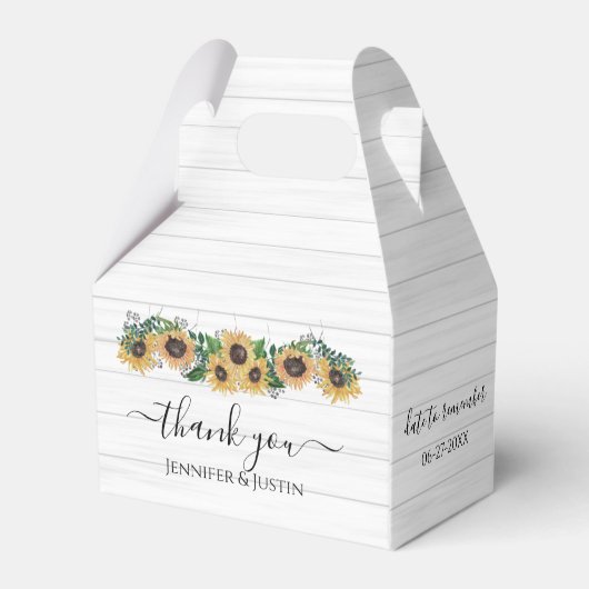 Gepersonaliseerde Herfst Zonnebloem Bruiloft Bedankdoosjes (Achterkant)