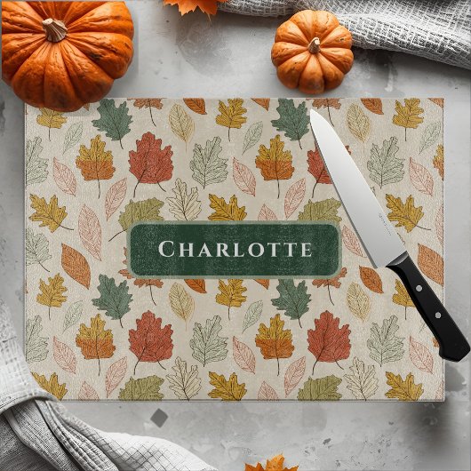 Gepersonaliseerde herfstbladeren - aangepaste naam snijplank
