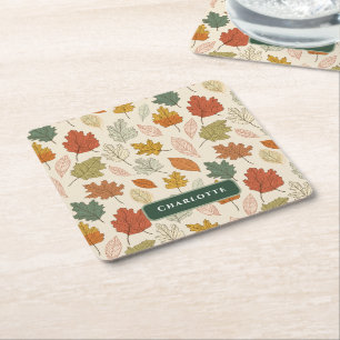 Gepersonaliseerde herfstbladeren - Cosy Autumn Cus Kartonnen Onderzetters