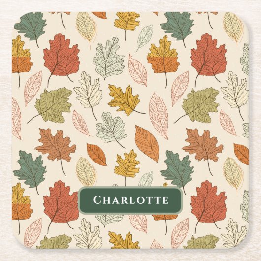 Gepersonaliseerde herfstbladeren - Cosy Autumn Cus Kartonnen Onderzetters (Voorkant)