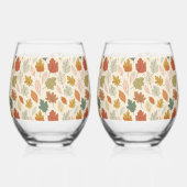 Gepersonaliseerde herfstbladeren - Cosy Autumn Cus Wijnglas Zonder Voet (Achterkant)