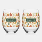 Gepersonaliseerde herfstbladeren - Cosy Autumn Cus Wijnglas Zonder Voet (Voorkant)