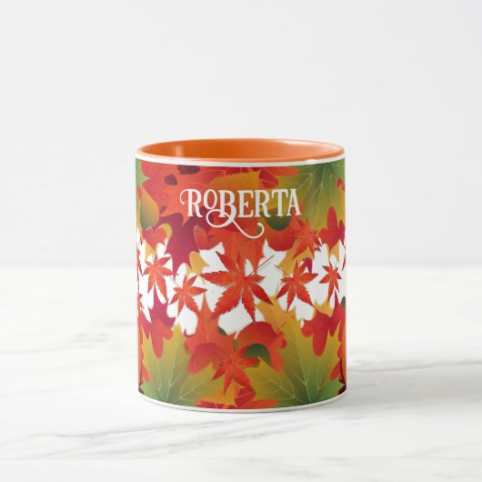 Gepersonaliseerde herfstbladeren en pompoenen mok (Midden)