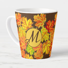 Gepersonaliseerde herfstbladeren Monogram Latere M Latte Mok