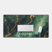 Gepersonaliseerde herfstbos groen & goud marmer bureaumat (Keyboard & Muis)