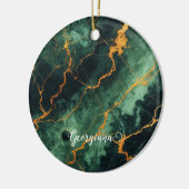 Gepersonaliseerde herfstbos groen & goud marmer keramisch ornament (Links)