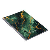 Gepersonaliseerde herfstbos groen & goud marmer notitieboek (Rechterzijde)