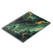 Gepersonaliseerde herfstbos groen & goud marmer notitieboek (Linkerzijde)