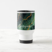 Gepersonaliseerde herfstbos groen & goud marmer reisbeker (Center)