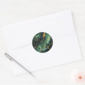 Gepersonaliseerde herfstbos groen & goud marmer ronde sticker (Envelop)