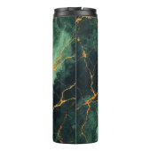 Gepersonaliseerde herfstbos groen & goud marmer thermosbeker (Achterkant)