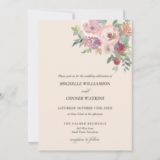 Gepersonaliseerde herfstlavendelblush bruiloft kaart (Voorkant)