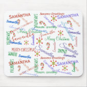 Gepersonaliseerde herhalende kerst naam muismat (Voorkant)