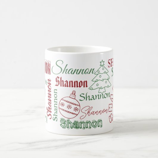 Gepersonaliseerde Herhalende Naam Kerst Mok (Center)