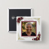 Gepersonaliseerde herinnering Herdenking | Foto Vierkante Button 5,1 Cm (Voorkant /achterkant)
