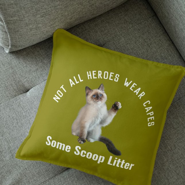 Gepersonaliseerde Hero Cat Dad Vaderdag Gift Grapp Kussen (Creator heeft geüpload)