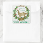 Gepersonaliseerde herten en dennen Bough Kerstkran Vierkante Sticker (Tas)