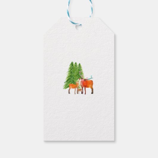 Gepersonaliseerde herten familie kerst cadeaulabel (Achterkant)