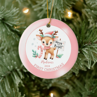 Gepersonaliseerde herten herten kerst keramisch ornament