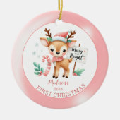 Gepersonaliseerde herten herten kerst keramisch ornament (Voorkant)