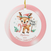 Gepersonaliseerde herten herten kerst keramisch ornament (Achterkant)