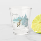Gepersonaliseerde herten in Winter Woodland Shot Glas (Voorkant)