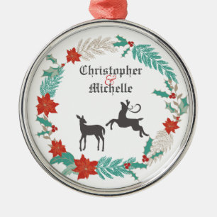 Gepersonaliseerde herten koppels 1e Kerstmis Ornam Metalen Ornament