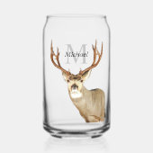 Gepersonaliseerde hertenjacht Monogram Antlers bru Blikvorm Glas (Voorkant)