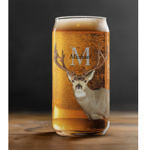Gepersonaliseerde hertenjacht Monogram Antlers bru Blikvorm Glas