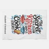 Gepersonaliseerde Het geheim van een schone keuken Theedoek (Horizontaal)