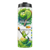 Gepersonaliseerde "Het is Pickleball Tijd" Thermosbeker (Voorkant)