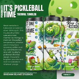 Gepersonaliseerde "Het is Pickleball Tijd" Thermosbeker