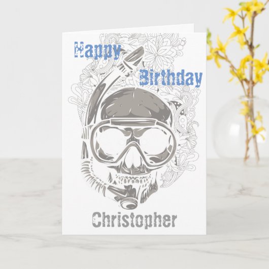 Gepersonaliseerde het Snorkelen van de Schedel Kaart (Gele Bloem)