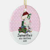 Gepersonaliseerde het Zebra van de Kerstman van Keramisch Ornament (Rechts)