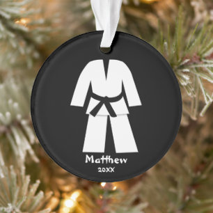Gepersonaliseerde het Zwarte band van de Karate Ornament